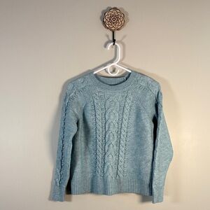 LOFT Light Blue Cable Knit Sweater